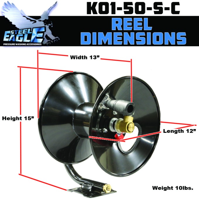 Steel Eagle - Hose Reel - K01-50-S-C - Compact - 50' Capacity - With Inner Hose 